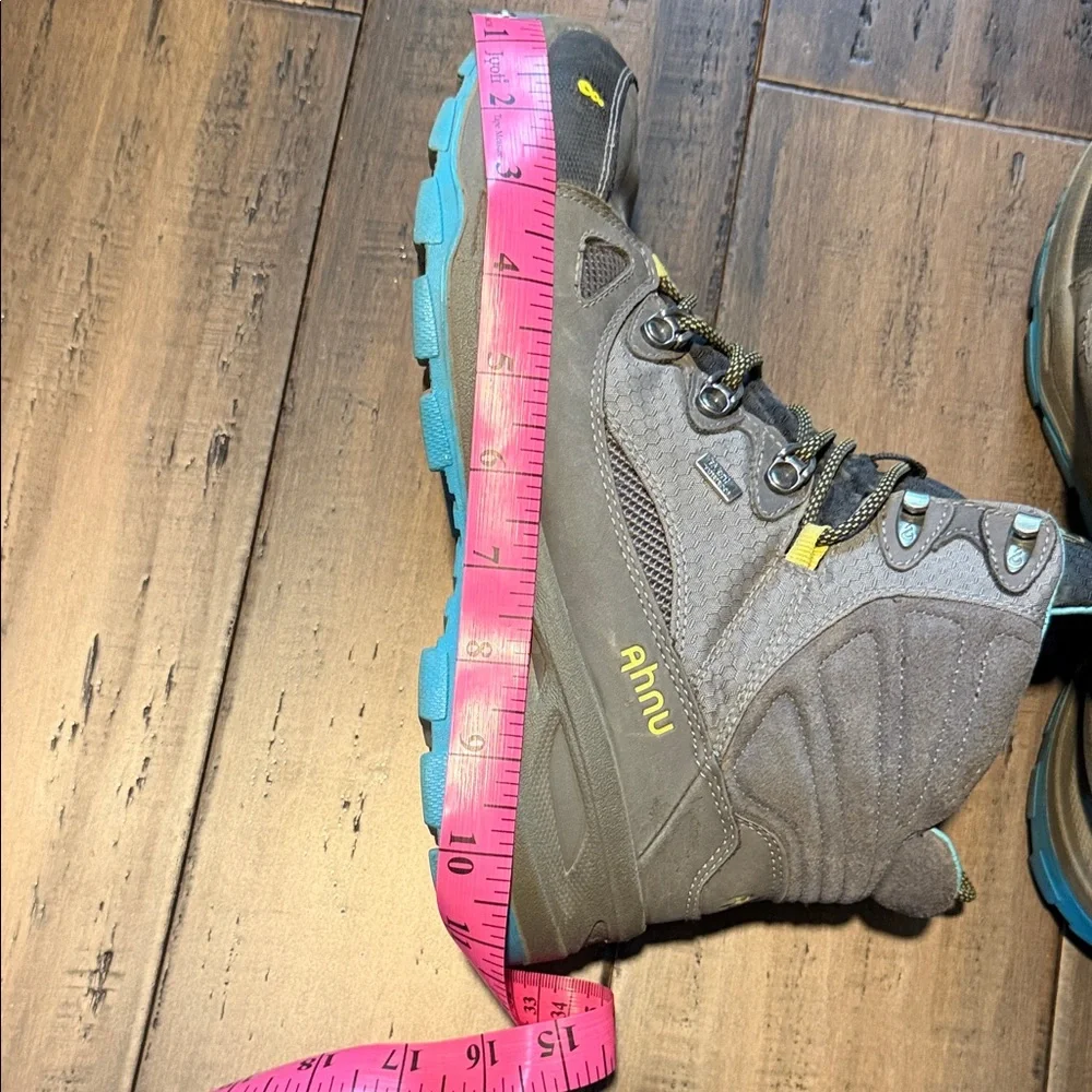 Ahnu Gray Hiking Boots with Teal and Yellow Accents - Picture 5 of 16